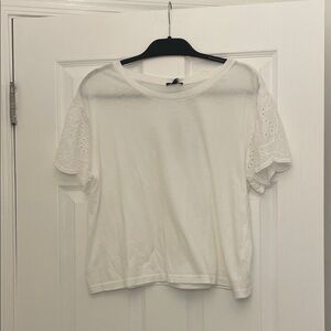 Rails White Eyelet Sleeve Tee
